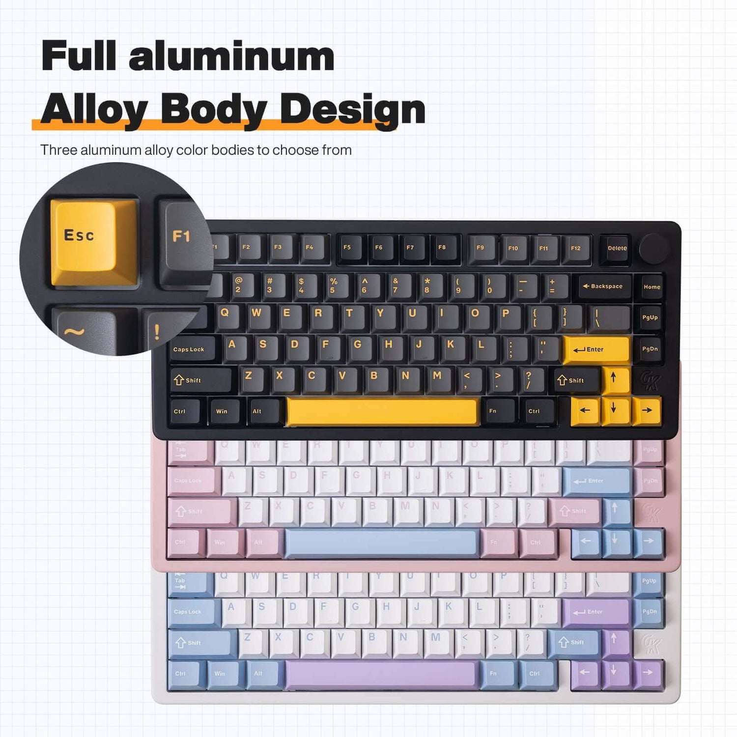 Teclado mecánico personalizado inalámbrico de aleación de aluminio Gamakay TK75PRO 75%