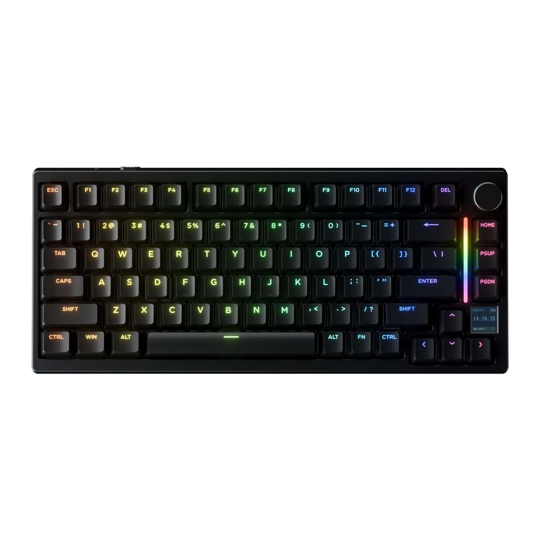 Gamakay TK75HE V2 Hall Effect keyboard ANSI Layout with customizable RGB lighting and compact layout.