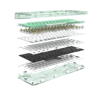 Gamakay Gk75 75% Hot-swappable Mechanical Keyboard with transparent keycaps and Gateron yellow switch