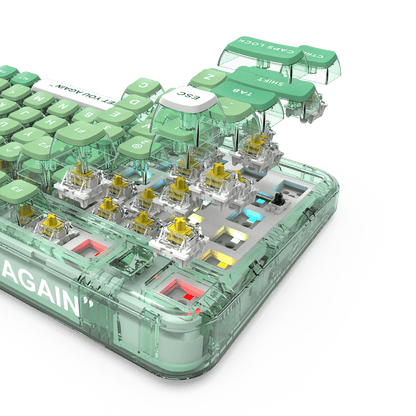 Gamakay Gk75 75% Hot-swappable Mechanical Keyboard with transparent keycaps and Gateron yellow switch