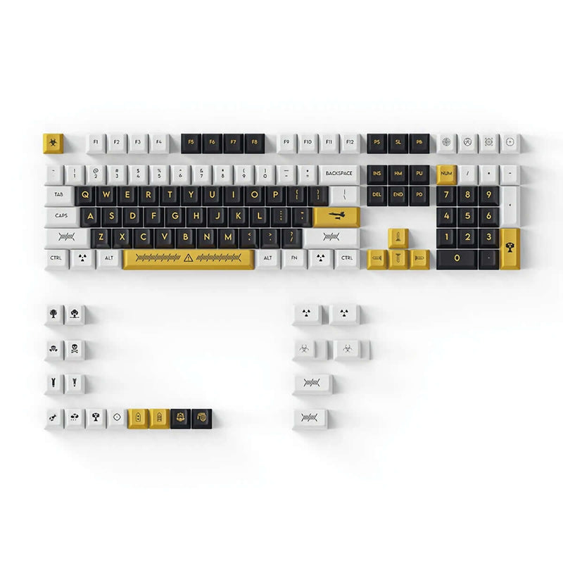 DAGK 128 Keys Electronic Game PBT Keycap Set color black and white