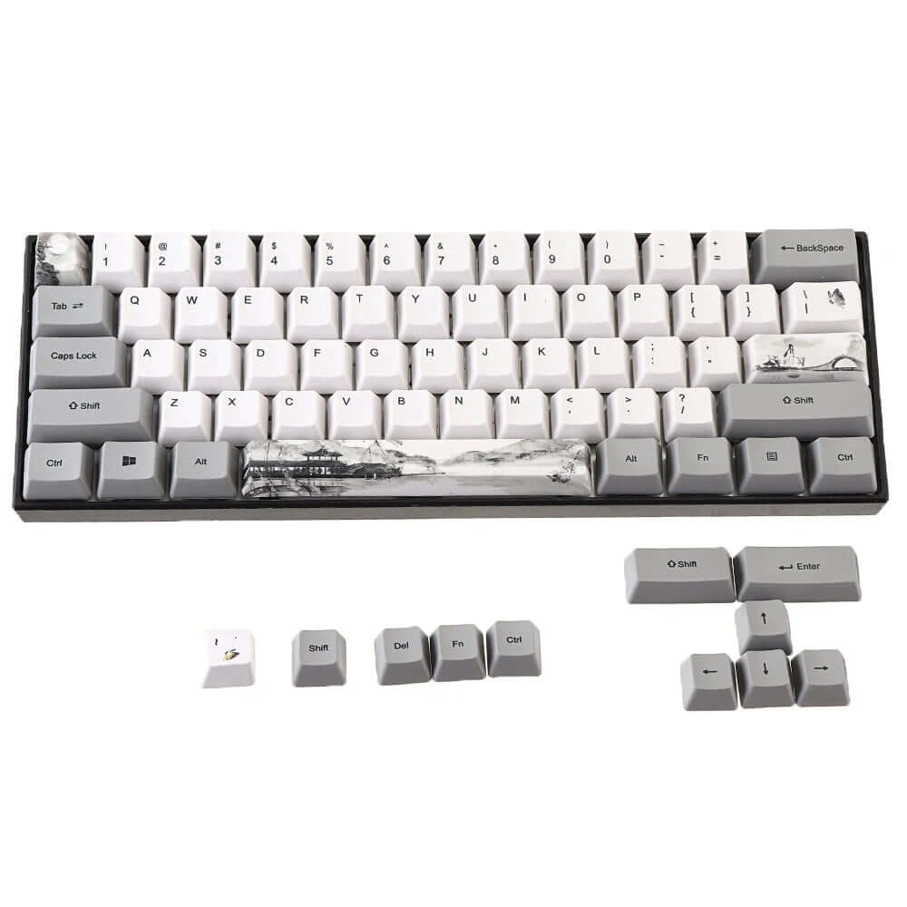 Chinese Ink Painting Keycap Set PBT 72 Keys