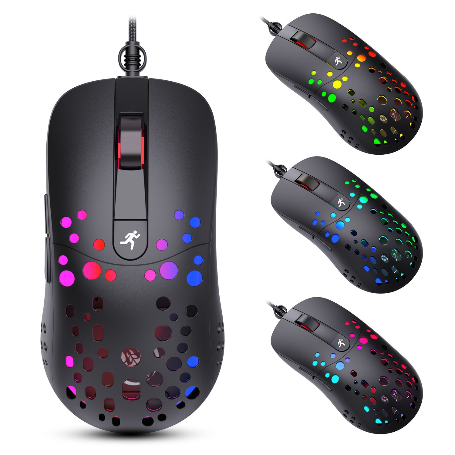 HXSJ A904 Wired RGB Gaming Mouse Programming Mice with 6-level Adjustable DPI 6 RGB Lighting Modes