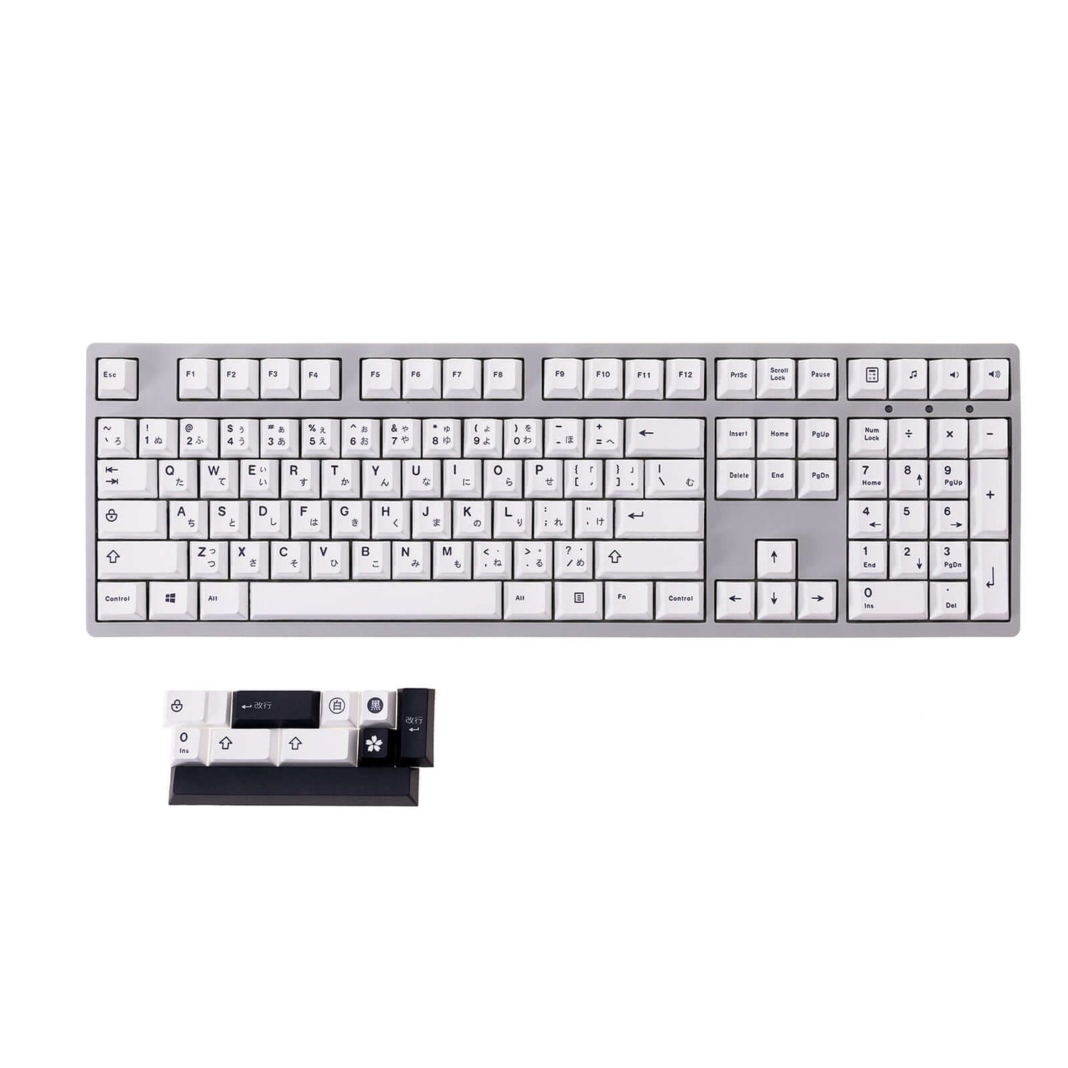 GamaKay 129 Keys PBT Japanese Keycaps Set Dye-Sub Cherry Profile-White