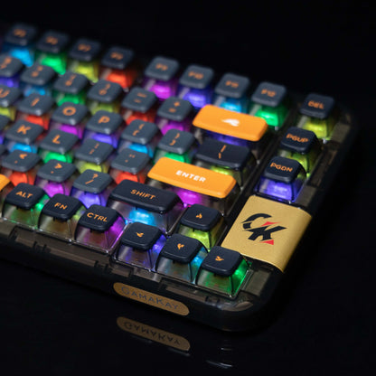 Gamakay Gk75 75% Hot-swappable Mechanical Keyboard with transparent keycaps and Gateron yellow switch