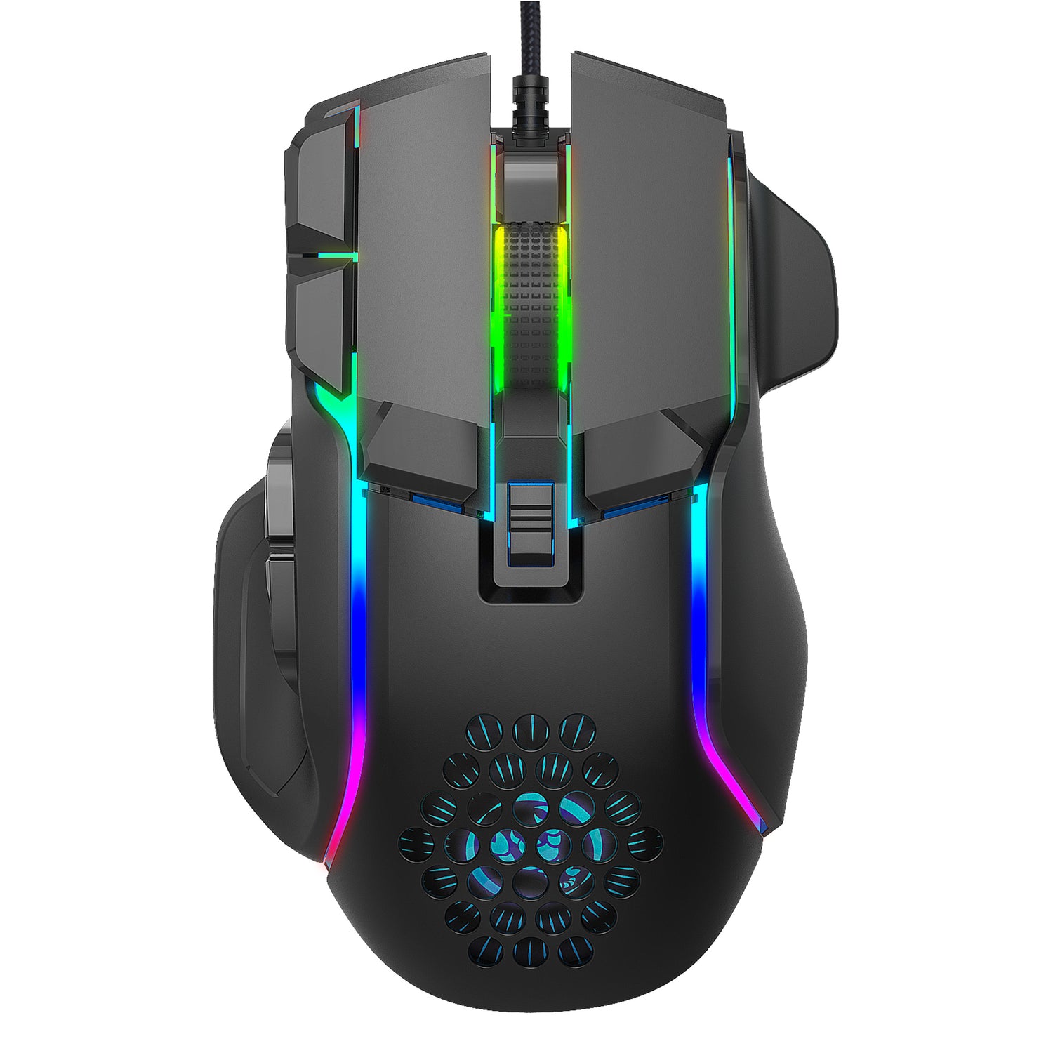 HXSJ S700 10 Keys Wired RGB Gaming Mouse with 6 Adjustable 1200-12800DPI RGB Light Effect Wide Compatibility