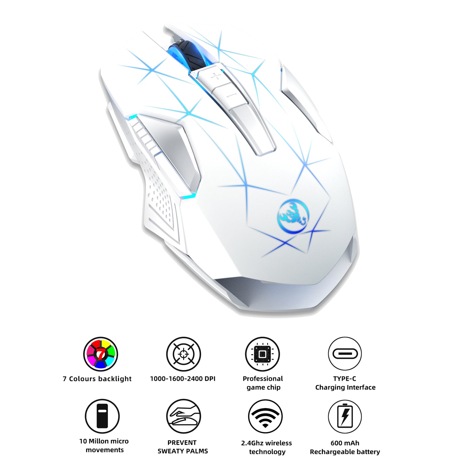 HXSJ T300 2.4G Wireless RGB Gaming Mouse