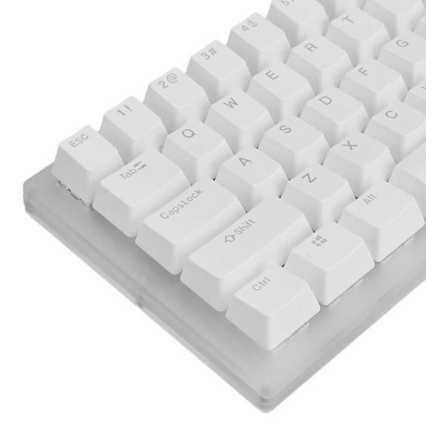 The K61 boasts a full translucent glazed panel made from PMMA plexiglass material, offering durability and sophistication in equal measure. Expertly crafted with CNC cutting, this keyboard is a stylish addition to any workspace or gaming setup. 