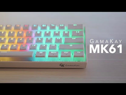 This is the review of the Gamakay MK61 60% mechanical keyboard.  The video show the keyboard is 60 percent layout, and it is a hot swappable keyboard.